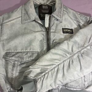 BDG Urban Outfitters Light Gray Bomber Jacket — Vintage Cool, Sleek Fit